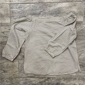 Madewell Off-the-Shoulder Striped Tunic in White and Black
